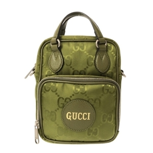 グッチ GUCCI ハンドバッグ 625850 グッチ オフ ザ グリッド ナイロンジャガード×レザー ライトグリーン 美品 バッグ