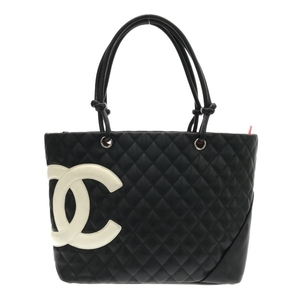 シャネル CHANEL トートバッグ A25169 カンボンラインラージトート ラムスキン 黒×白 レディース ココマーク/シルバー金具 10番台 バッグ