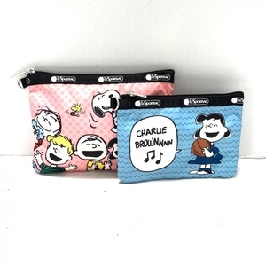 レスポートサック LESPORTSAC - レスポナイロン ライトブルー×黒 PEANUTS/スヌーピー/2点セット ポーチ