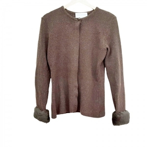  Anna Molinari ANNA MOLINARI cardigan dark brown lady's fur / spring * autumn thing beautiful goods tops 