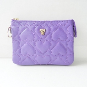 アナスイ ANNA SUI コインケース - レザー パープル ハート/キルティング 美品 財布