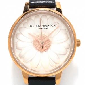 Olivia Burton(オリビアバートン) 腕時計■美品 - レディース フラワー(花) ピンクゴールド×白