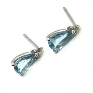  Star Jewelry STAR JEWELRY earrings - K18WG× diamond × color stone light blue accessory ( ear )