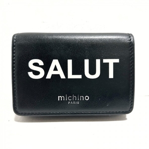 ミチノ michino 3つ折り財布/ミニ/コンパクト - レザー 黒 財布