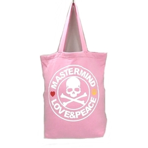 マスターマインド mastermind トートバッグ - コットン ピンク×白×マルチ スカル/ハート 美品 バッグ