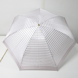 アクアスキュータム Aquascutum 折りたたみ傘 - 化学繊維 ライトピンク×白 ボーダー 美品 傘