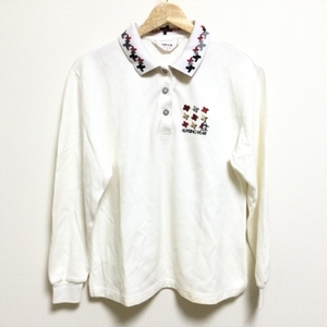マンシングウェア Munsingwear 長袖ポロシャツ サイズM - 白×レッド×ゴールド レディース トップス