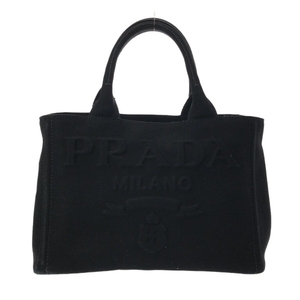 プラダ PRADA トートバッグ 1BG439 CANAPA キャンバス 黒 エンボスロゴ バッグ