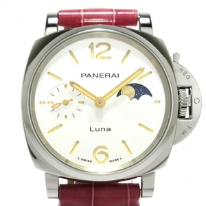 PANERAI(パネライ) 腕時計 ルミノール ドゥエ ルナ PAM01180 メンズ 革ベルト/ムーンフェイズ/スモセコ シルバー