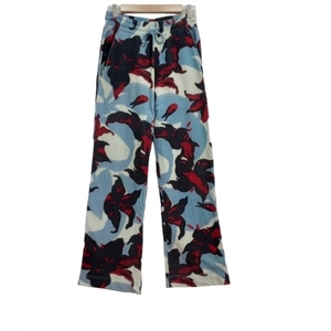  Dries Van Noten DRIES VAN NOTEN pants - light blue × black × multi men's full length / floral print / waist rubber bottoms 