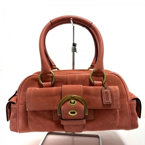 コーチ COACH ハンドバッグ 8A23 - スエード×レザー ピンク バッグ