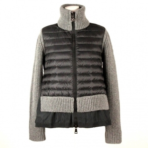 モンクレール MONCLER ダウンジャケット サイズS MAGLIONE TRICOT CARDIGAN(マリオーネトリコットカーディガン) 黒×ダークグレー