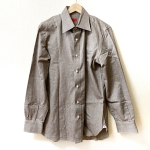 イザイア ISAIA 長袖シャツ サイズ15/3/4 40 - グレーベージュ×レッド メンズ 刺繍 トップス