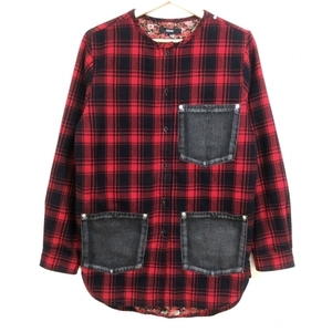  diesel DIESEL blouson size XS - red × black × multi lady's long sleeve / check pattern / cotton inside / inside floral print / Denim pocket / autumn / winter jacket 