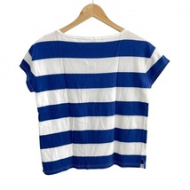 オーシバル ORCIVAL 半袖Tシャツ サイズF - 白×ブルー レディース クルーネック/ボーダー トップス_画像2