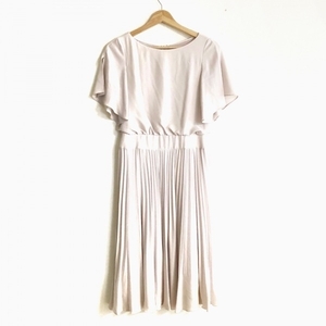  Anayi ANAYI size 36 S - polyester, Tria sete-to beige lady's short sleeves / long / pleat beautiful goods One-piece 