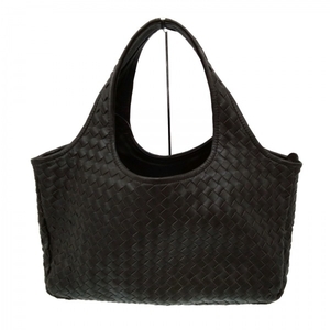 wako-WAKO tote bag - leather dark brown knitting beautiful goods bag 