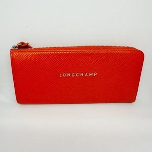 ロンシャン LONGCHAMP 長財布 - レザー オレンジ L字ファスナー 美品 財布