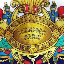 エルメス HERMES カレ90 ブルー×ゴールド×マルチ VOILES DE LUMIERE/光の帆船/シルク スカーフ_画像3