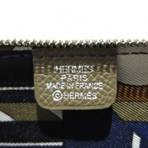 エルメス HERMES コインケース アザップコンパクトミニシルクイン ヴォーエプソン エトゥープ ラウンドファスナー/シルバー金具 Z 美品_画像4