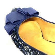 ランバンオンブルー LANVIN en Bleu パンプス 23 - ツイード 黒×ダークネイビー レディース リボン 靴_画像8