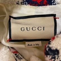 グッチ GUCCI サイズ36 S 657056 - ウール ネイビー×レッド×白×マルチ レディース チェック柄/七分袖/ツイード/582475/秋/冬 ジャケット_画像3