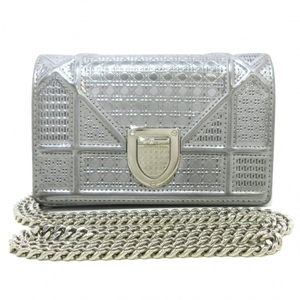  Dior / Christian Dior DIOR/ChristianDior Dio llama enamel ( leather ) silver chain wallet / Mini bag purse 