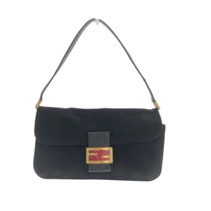 フェンディ FENDI ハンドバッグ - スエード×レザー 黒 バッグ