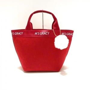 エムズグレイシー M'S GRACY ハンドバッグ - 化学繊維×レザー レッド 新品同様 バッグ