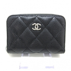 シャネル CHANEL コインケース A69271 マトラッセ キャビアスキン 黒 シルバー金具/ラウンドファスナー 29番台 美品 財布