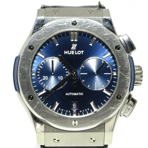 HUBLOT(ウブロ) 腕時計 クラシック フュージョン 521.NX.7170.LR メンズ チタン/アリゲーター×ラバーベルト/裏スケ/クロノグラフ ネイビー
