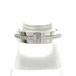  polished # Tiffany TIFFANY&Co. ring 10.5 number T narrow diamond ring K18WG× diamond accessory ( finger )