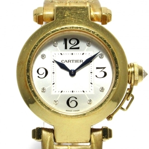 Cartier(カルティエ) 腕時計 パシャ32 WJ11891G レディース K18YG×アリゲーターベルト/8Pダイヤインデックス/ダイヤリューズ シルバー