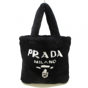 プラダ PRADA トートバッグ 1BG447 テリー ムートン 黒 レディース ロゴ バッグ