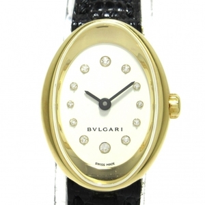 BVLGARI(ブルガリ) 腕時計 オーバル OV27G レディース K18YG/リザードベルト/12Pダイヤ 白