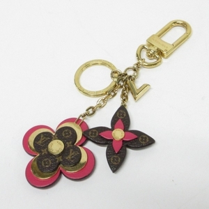  Louis Vuitton LOUIS VUITTON key holder ( charm ) M63084porutokre* blue ming flower monogram × pink OB1210 key holder 