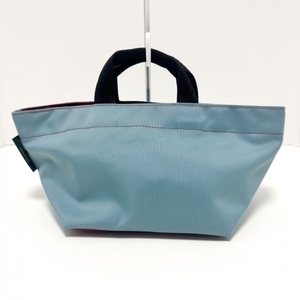  Herve Chapelier Herve Chapelier handbag nylon boat type tote bag S nylon blue gray × bordeaux × black N line bag 