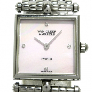 VanCleef & Arpels(VCA/ヴァンクリ) 腕時計 クラシックスクエア 522642 レディース SS/4Pダイヤインデックス/シェル文字盤 ピンクシェル