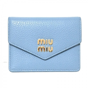 ミュウミュウ miumiu カードケース 5MF031 - レザー ブルーグレー 財布