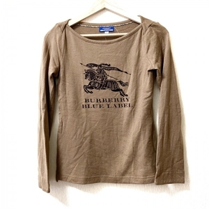 バーバリーブルーレーベル Burberry Blue Label 長袖カットソー サイズ38 M - ベージュ×ダークブラウン レディース クルーネック/ロゴ