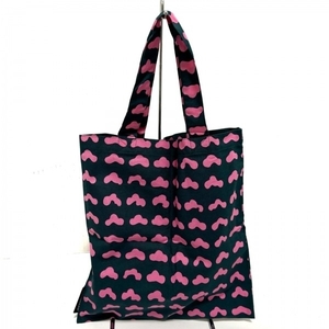 マリメッコ marimekko トートバッグ - コットン ダークグリーン×ピンク 美品 バッグ