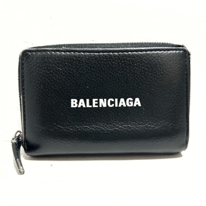 バレンシアガ BALENCIAGA コインケース 616911 - レザー 黒 ラウンドファスナー/カードケース付き 財布
