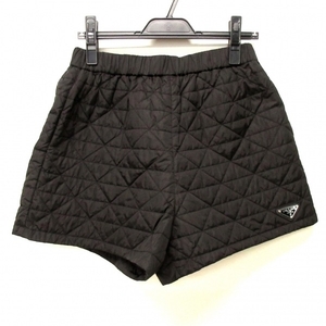  Prada PRADA short pants 22A757 triangle Logo recycle poly- amido black lady's 2022 year / quilting /RE-NYLON/ waist rubber 