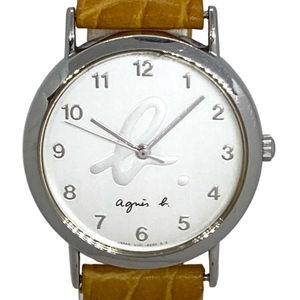 agnes b(アニエスベー) 腕時計 - V701-6840 レディース 型押し加工 シルバー