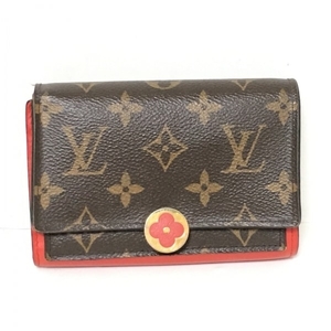 ルイヴィトン LOUIS VUITTON 2つ折り財布 M64587 ポルトフォイユフロールコンパクト モノグラム・キャンバス、レザー（皮革の種類：牛革）