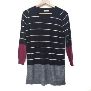  Paul Smith PaulSmith size M - black × gray × multi lady's long sleeve / Mini / knitted / border One-piece 