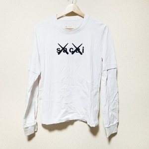 サカイ Sacai 長袖Tシャツ サイズ0 XS 21-0287S - 白 レディース クルーネック/フロッキープリント/レイヤード/KAWSコラボ トップス