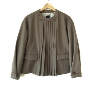  mina perhonen mina perhonen (mina) size 38 M - gray beige lady's long sleeve / pleat / spring / autumn jacket 
