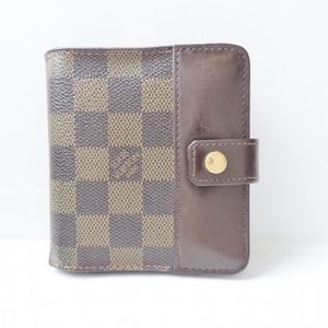 ルイヴィトン LOUIS VUITTON 2つ折り財布 N61668 コンパクトジップ ダミエキャンバス エベヌ CA0055 財布 ダミエ