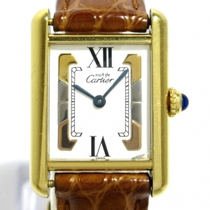 カルティエ 腕時計 マストタンクヴェルメイユSM W1006354 レディース 925/社外アリゲーターベルト/トリニティ文字盤 アイボリー×マルチ